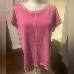 Sundance Pink Acid Washed Tunic Top M